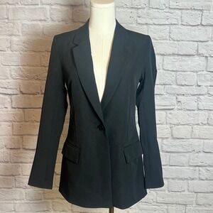 The Drop Women's Black Long Blazer One-Button chiccore workcore